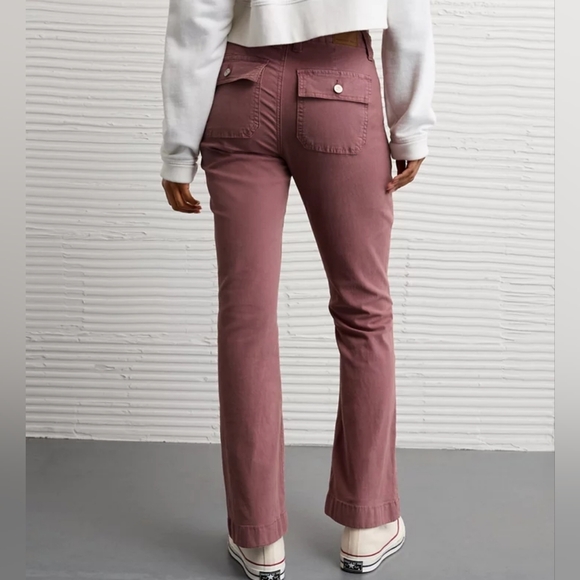 American Eagle Dusty Pink Mid Rise Bootcut Pants Size 8 - Picture 2 of 5